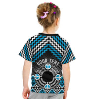 Personalised Aotearoa Niho Taniwha Motif Kid T Shirt Blue Style LT9 - Polynesian Pride