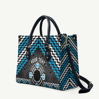 Personalised Aotearoa Niho Taniwha Motif Leather Bag Blue Style LT9 Blue - Polynesian Pride
