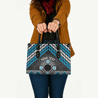 Personalised Aotearoa Niho Taniwha Motif Leather Bag Blue Style LT9 - Polynesian Pride