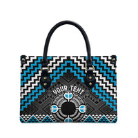 Personalised Aotearoa Niho Taniwha Motif Leather Bag Blue Style LT9 - Polynesian Pride