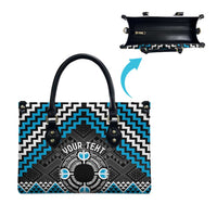 Personalised Aotearoa Niho Taniwha Motif Leather Bag Blue Style LT9 - Polynesian Pride