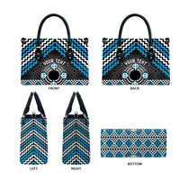 Personalised Aotearoa Niho Taniwha Motif Leather Bag Blue Style LT9 - Polynesian Pride