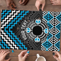 Personalised Aotearoa Niho Taniwha Motif Puzzle Blue Style - Polynesian Pride