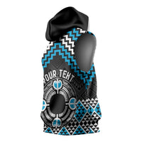 Personalised Aotearoa Niho Taniwha Motif Sleeveless Hoodie Blue Style - Polynesian Pride