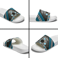 Personalised Aotearoa Niho Taniwha Motif Slide Sandals Blue Style - Polynesian Pride
