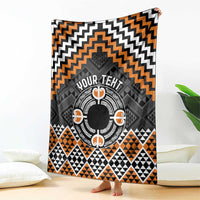 Personalised Aotearoa Niho Taniwha Motif Blanket Gold Style