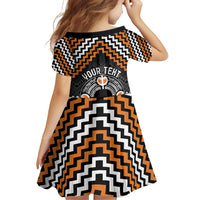 Personalised Aotearoa Niho Taniwha Motif Family Matching Off Shoulder Short Dress and Hawaiian Shirt Gold Style