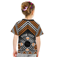 Personalised Aotearoa Niho Taniwha Motif Kid T Shirt Gold Style LT9 - Polynesian Pride