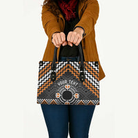 Personalised Aotearoa Niho Taniwha Motif Leather Bag Gold Style LT9 - Polynesian Pride