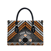 Personalised Aotearoa Niho Taniwha Motif Leather Bag Gold Style LT9 - Polynesian Pride