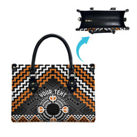 Personalised Aotearoa Niho Taniwha Motif Leather Bag Gold Style LT9 - Polynesian Pride