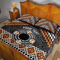 Personalised Aotearoa Niho Taniwha Motif Quilt Bed Set Gold Style