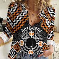 Personalised Aotearoa Niho Taniwha Motif Women Casual Shirt Gold Style