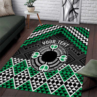 Personalised Aotearoa Niho Taniwha Motif Area Rug Green Style