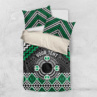 Personalised Aotearoa Niho Taniwha Motif Bedding Set Green Style