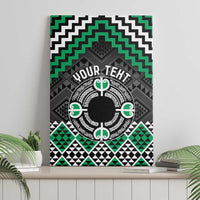Personalised Aotearoa Niho Taniwha Motif Canvas Wall Art Green Style