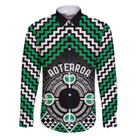 Personalised Aotearoa Niho Taniwha Motif Family Matching Puletasi and Hawaiian Shirt Green Style
