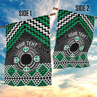 Personalised Aotearoa Niho Taniwha Motif Garden Flag Green Style