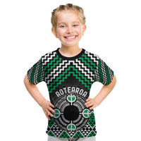 Personalised Aotearoa Niho Taniwha Motif Kid T Shirt Green Style LT9 Green - Polynesian Pride