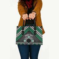 Personalised Aotearoa Niho Taniwha Motif Leather Bag Green Style LT9 - Polynesian Pride