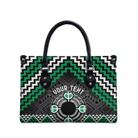 Personalised Aotearoa Niho Taniwha Motif Leather Bag Green Style LT9 - Polynesian Pride