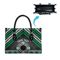Personalised Aotearoa Niho Taniwha Motif Leather Bag Green Style LT9 - Polynesian Pride
