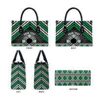 Personalised Aotearoa Niho Taniwha Motif Leather Bag Green Style LT9 - Polynesian Pride