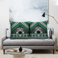 Personalised Aotearoa Niho Taniwha Motif Pillow Cover Green Style - Polynesian Pride