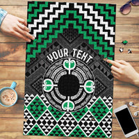 Personalised Aotearoa Niho Taniwha Motif Puzzle Green Style - Polynesian Pride