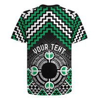 Personalised Aotearoa Niho Taniwha Motif Rugby Jersey Green Style