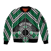 Personalised Aotearoa Niho Taniwha Motif Sleeve Zip Bomber Jacket Green Style