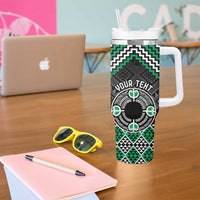 Personalised Aotearoa Niho Taniwha Motif Tumbler With Handle Green Style