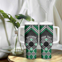 Personalised Aotearoa Niho Taniwha Motif Tumbler With Handle Green Style