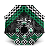 Personalised Aotearoa Niho Taniwha Motif Umbrella Green Style - Polynesian Pride
