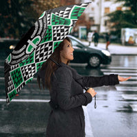 Personalised Aotearoa Niho Taniwha Motif Umbrella Green Style - Polynesian Pride