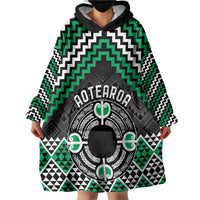 Personalised Aotearoa Niho Taniwha Motif Wearable Blanket Hoodie Green Style