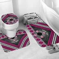Personalised Aotearoa Niho Taniwha Motif Bathroom Set Pink Style LT9 Mat Set Only (3 pcs) One Size Pink - Polynesian Pride