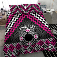 Personalised Aotearoa Niho Taniwha Motif Bedding Set Pink Style