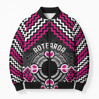 Personalised Aotearoa Niho Taniwha Motif Bomber Puffer Jacket Pink Style - Polynesian Pride