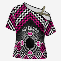 Personalised Aotearoa Niho Taniwha Motif Cross Shoulder Shirt Pink Style - Polynesian Pride