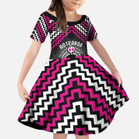 Personalised Aotearoa Niho Taniwha Motif Family Matching Tank Maxi Dress and Hawaiian Shirt Pink Style