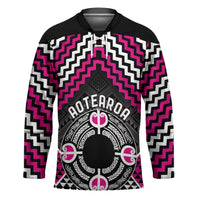 Personalised Aotearoa Niho Taniwha Motif Hockey Jersey Pink Style LT9 Unisex Pink - Polynesian Pride