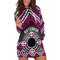 Personalised Aotearoa Niho Taniwha Motif Hoodie Dress Pink Style