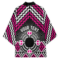 Personalised Aotearoa Niho Taniwha Motif Kimono Pink Style - Polynesian Pride