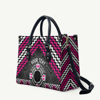 Personalised Aotearoa Niho Taniwha Motif Leather Bag Pink Style LT9 Pink - Polynesian Pride