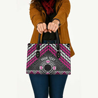 Personalised Aotearoa Niho Taniwha Motif Leather Bag Pink Style LT9 - Polynesian Pride
