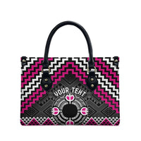 Personalised Aotearoa Niho Taniwha Motif Leather Bag Pink Style LT9 - Polynesian Pride