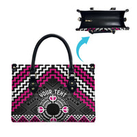 Personalised Aotearoa Niho Taniwha Motif Leather Bag Pink Style LT9 - Polynesian Pride