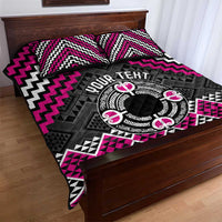 Personalised Aotearoa Niho Taniwha Motif Quilt Bed Set Pink Style
