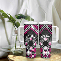 Personalised Aotearoa Niho Taniwha Motif Tumbler With Handle Pink Style